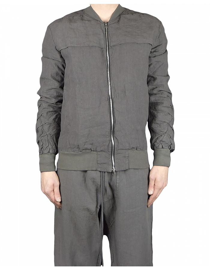 LOST AND FOUND ROOMS LINEN BOMBER JACKET - COAL