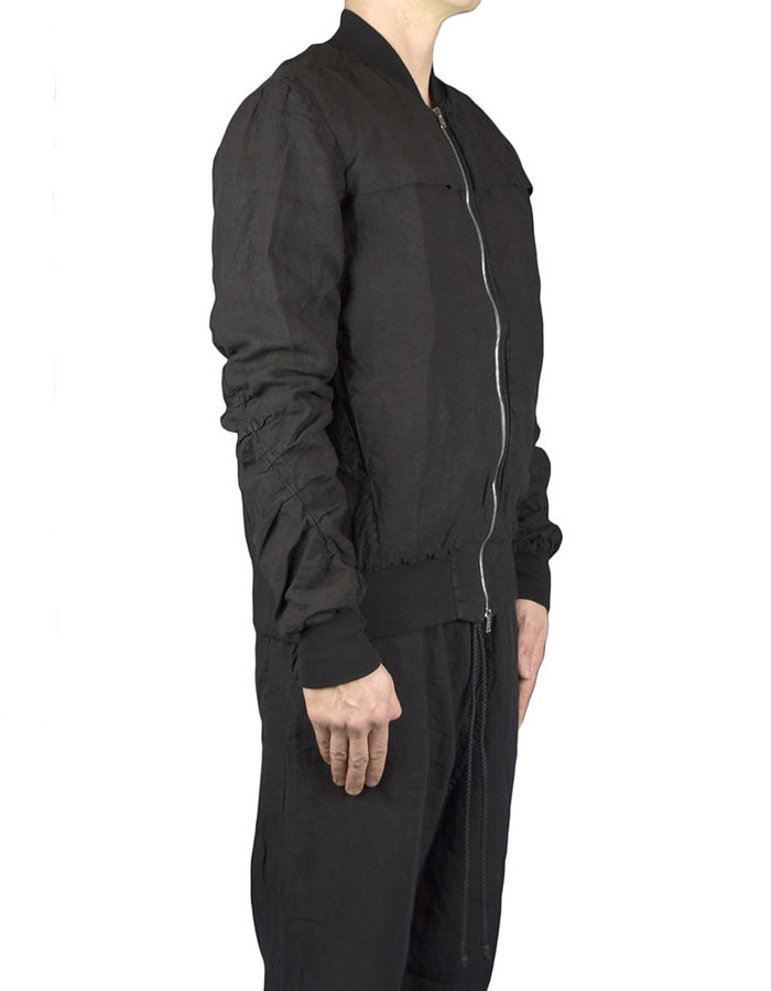 LOST AND FOUND ROOMS LINEN BOMBER JACKET - BLACK