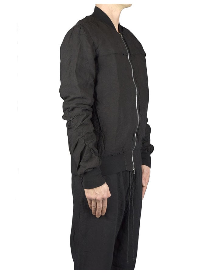 LOST AND FOUND ROOMS LINEN BOMBER JACKET - BLACK