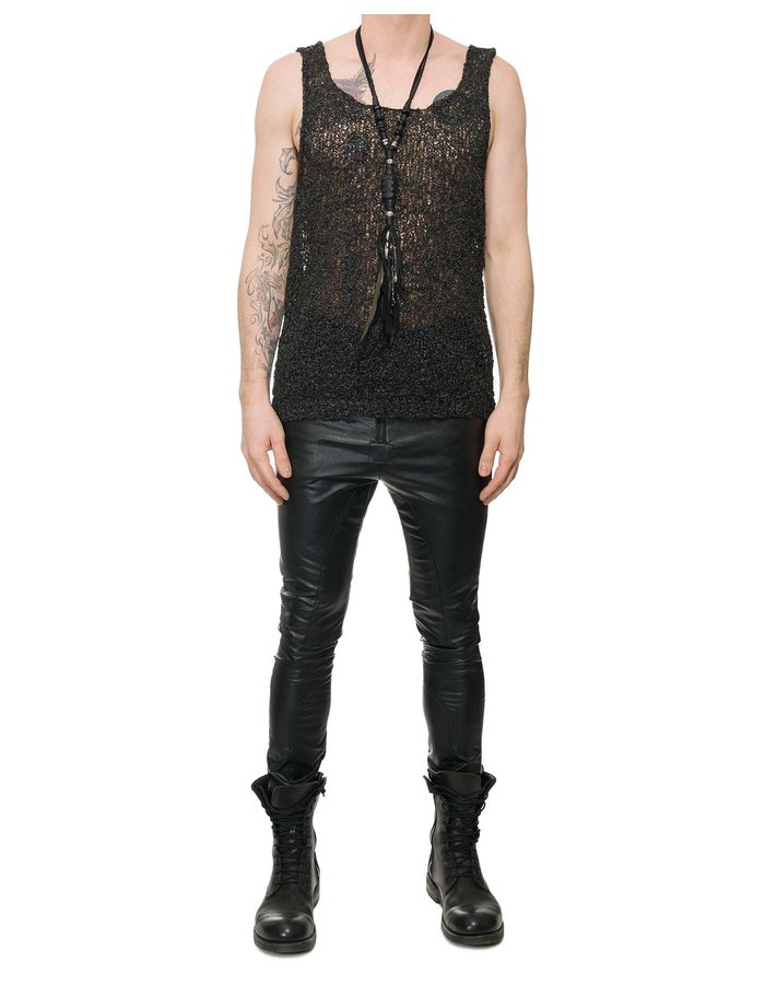 NOSTRA SANTISSIMA TEXTURED HAND KNIT TANK TOP - BLACK