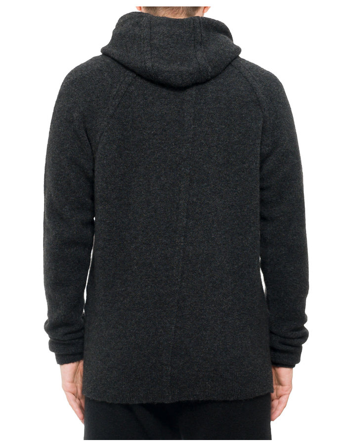 ISABEL BENENATO KNIT YAK PULLOVER HOODY 19 - GRAPHITE