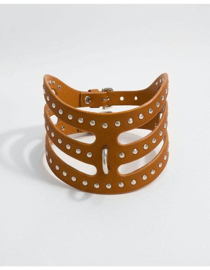 FLEET ILYA STUDDED CUT OUT POSTURE COLLAR - TAN