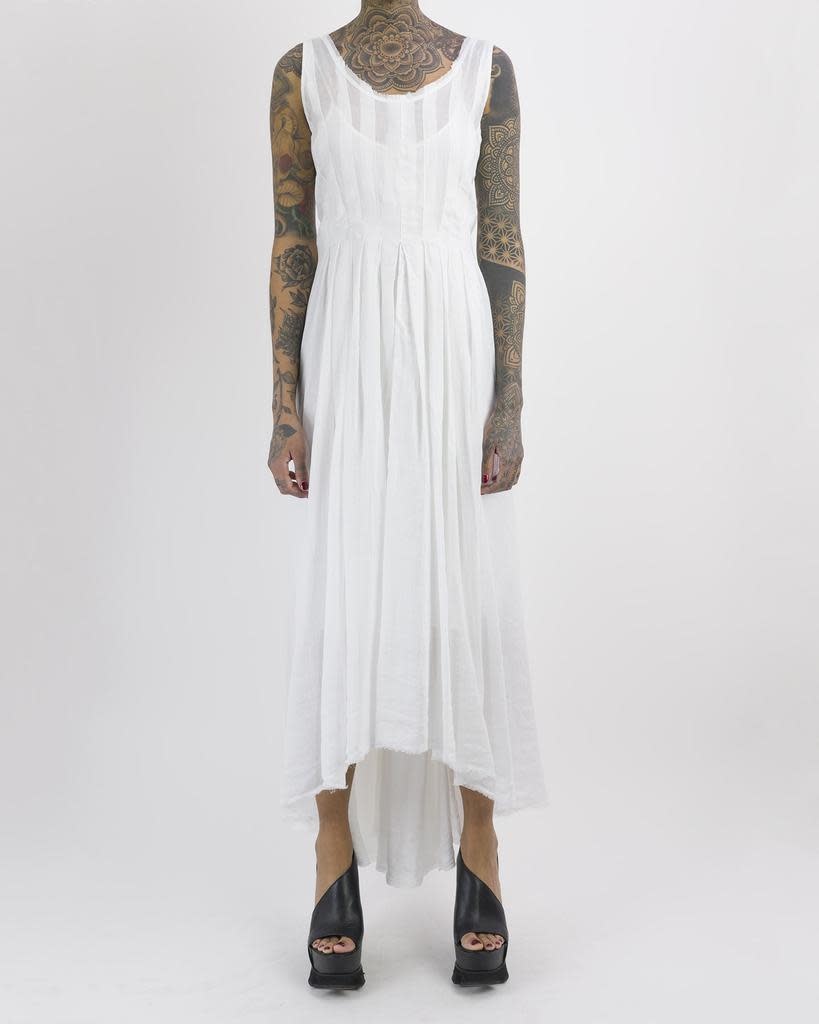 PLEATED DRESS - WHITE