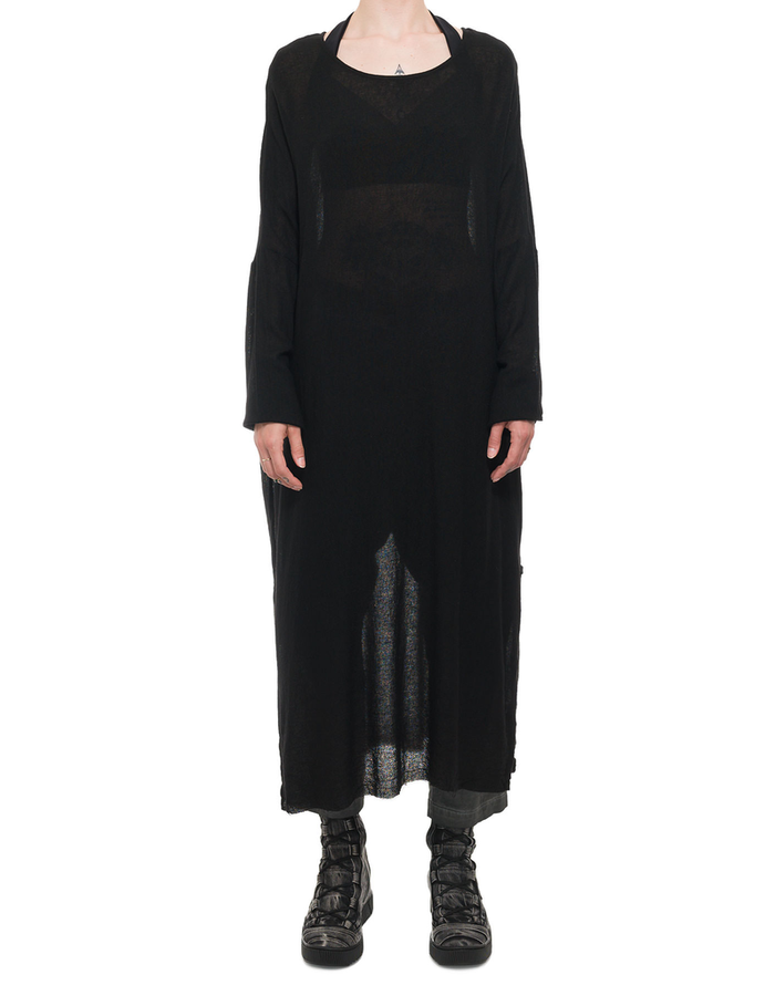 STUDIO B3 OVERSIZED VISCOSE AND WOOL TUNIC - BLACK