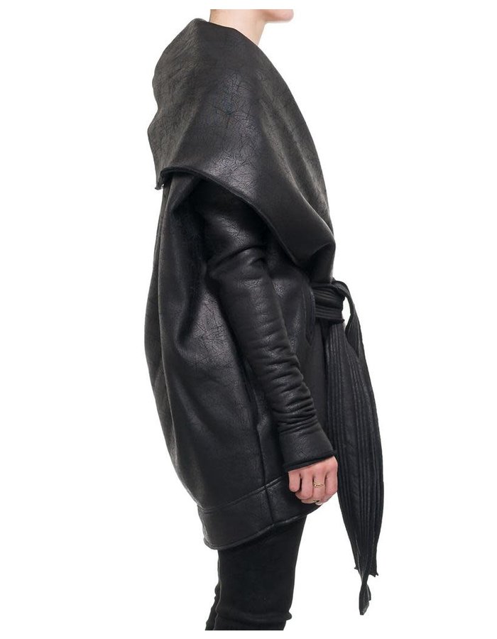 DAVIDS ROAD LEATHER EFFECT ROUNDED COAT