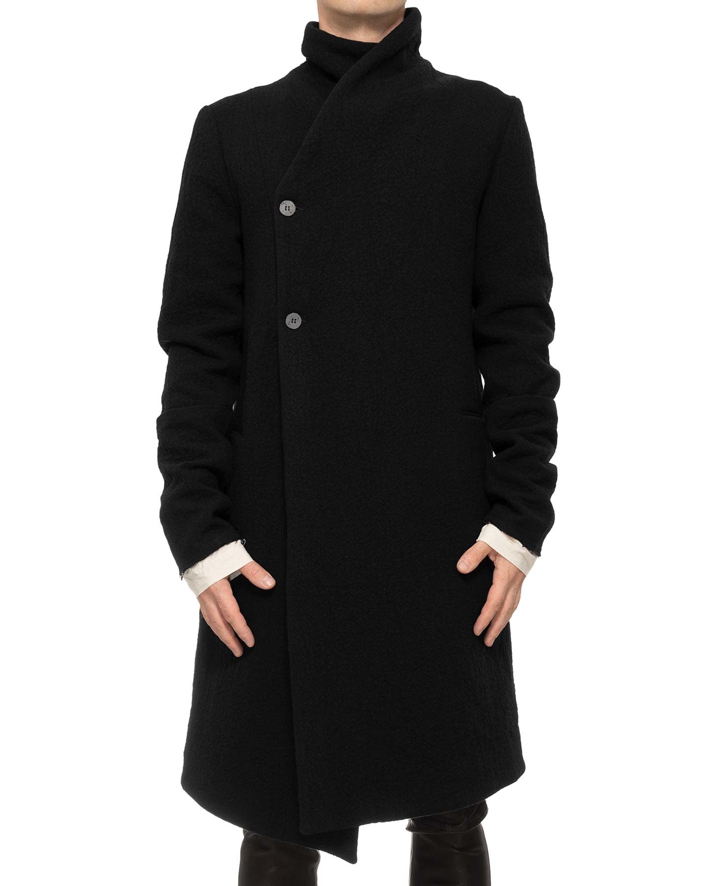 high neck wrap coat