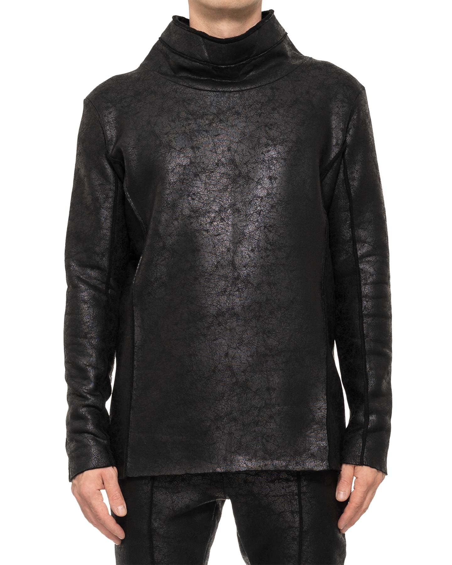 HIGH NECK LEATHER EFFECT LONG SLEEVE
