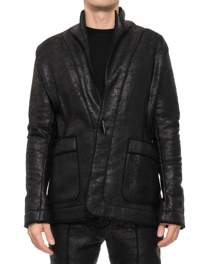 DAVIDS ROAD TAILORED SWEATSHIRT BLAZER - LEATHER EFFECT