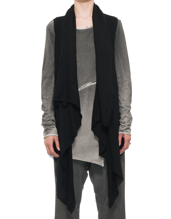 STUDIO B3 VISCOSE AND WOOL DRAPE VEST - BLACK