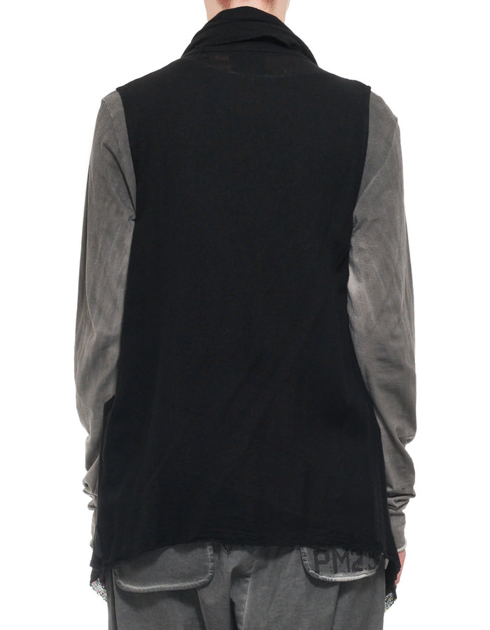 STUDIO B3 VISCOSE AND WOOL DRAPE VEST - BLACK