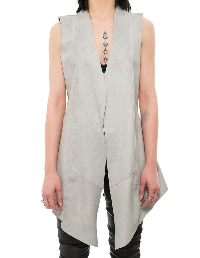 10SEI0OTTO REVERSIBLE LEATHER LONG VEST - OFF WHITE