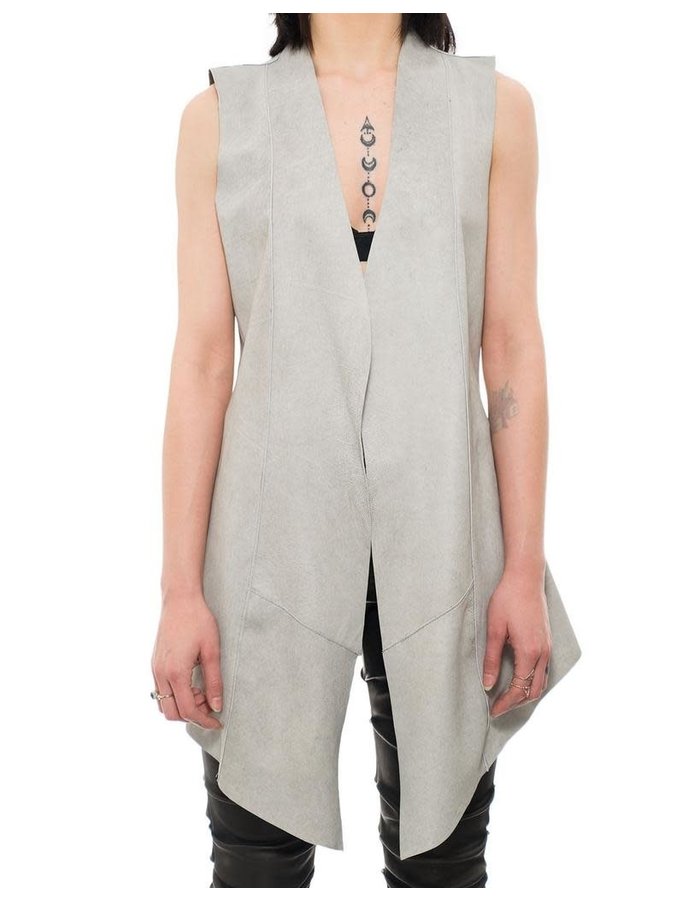 10SEI0OTTO REVERSIBLE LEATHER LONG VEST - OFF WHITE