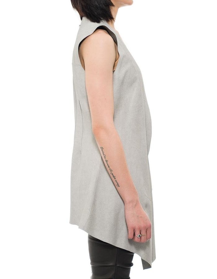 10SEI0OTTO REVERSIBLE LEATHER LONG VEST - OFF WHITE