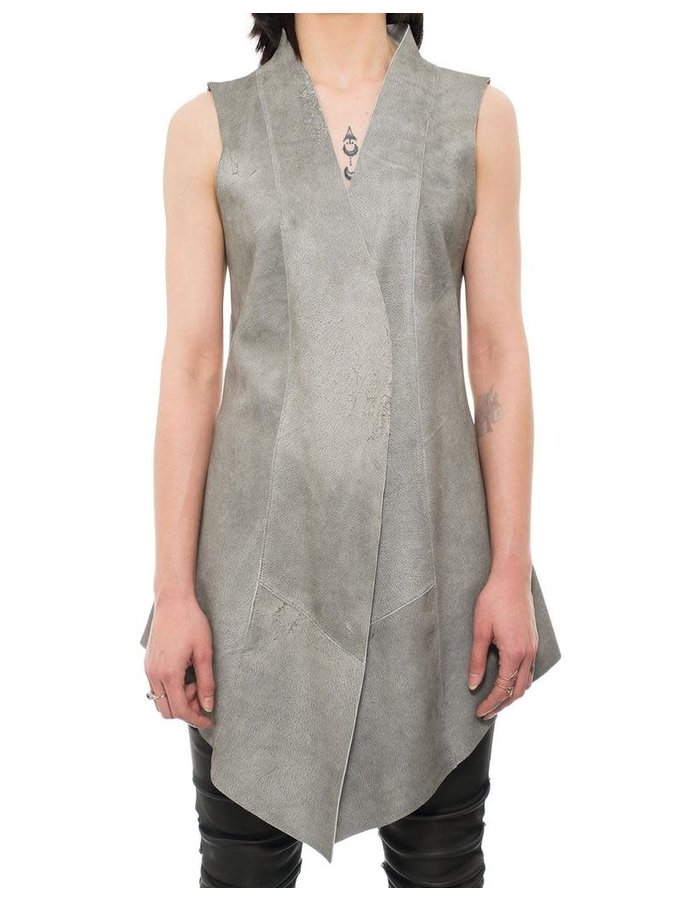 10SEI0OTTO REVERSIBLE LEATHER LONG VEST - OFF WHITE