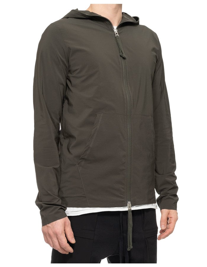 THOM KROM Hyper-Stretch Nylon Full Zip Hoodie - GREEN