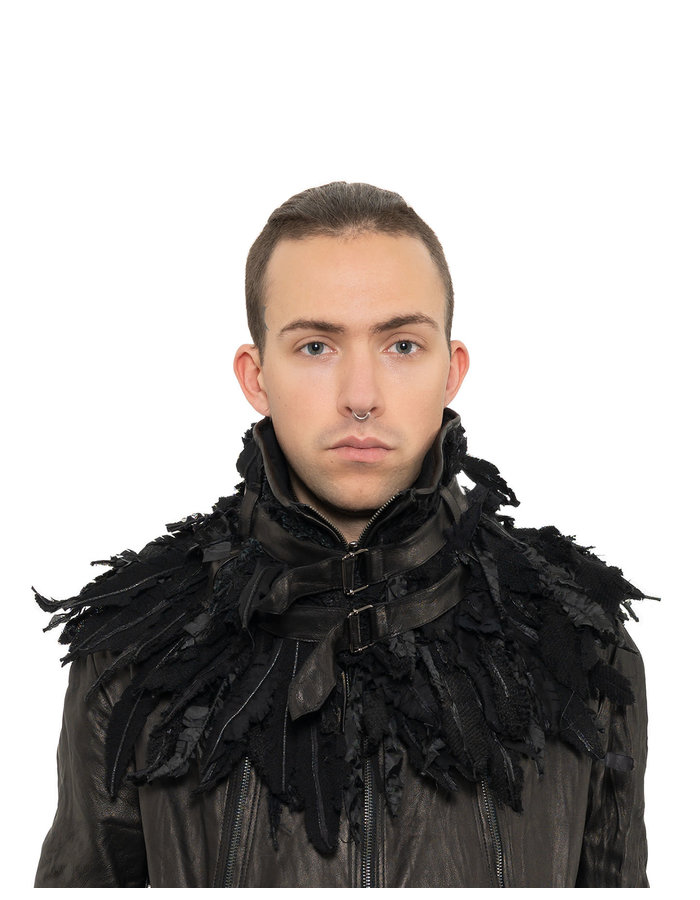 SANDRINE PHILIPPE FAUX FEATHER BELTED COLLAR