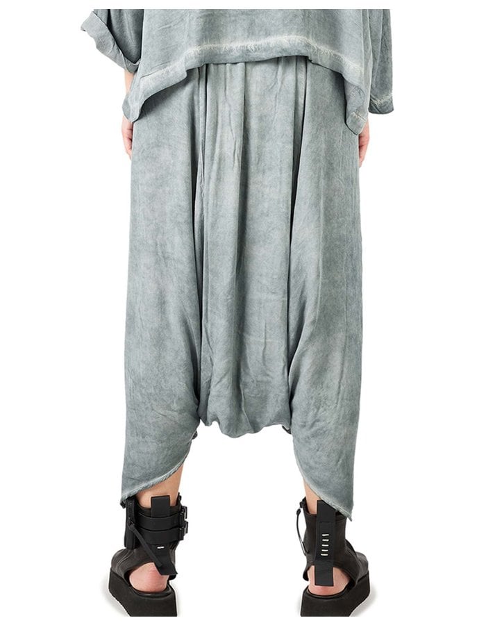 STUDIO B3 DRAPED VISCOSE HAREM PANTS - GREY