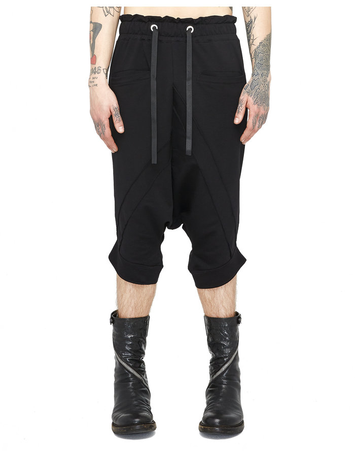 LA HAINE INSIDE US STRETCH COTTON DROP CROTCH BERMUDA SHORTS