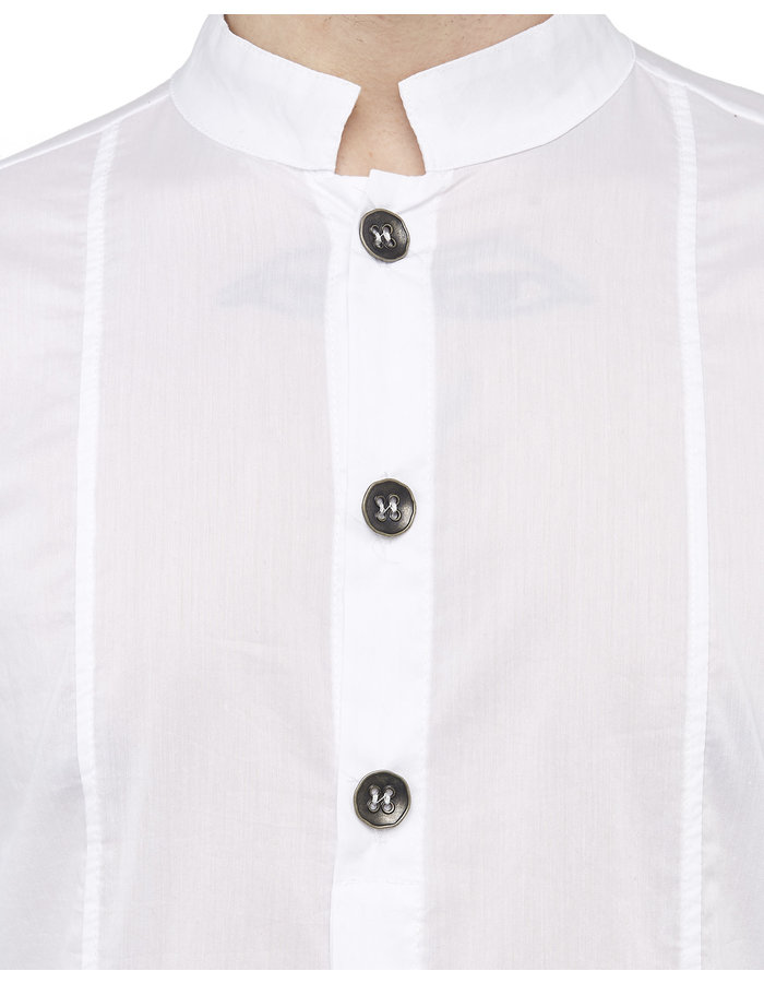 LA HAINE INSIDE US STRETCH POPLIN MANDARIN COLLAR- WHITE