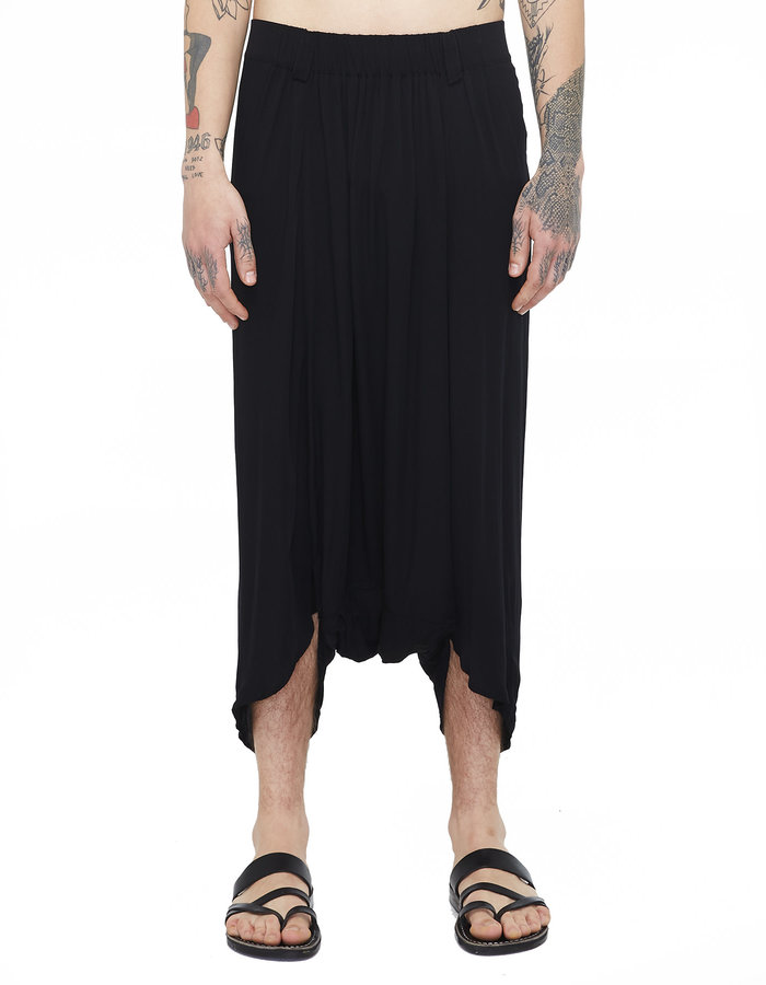 STUDIO B3 DRAPED VISCOSE HAREM PANTS - BLACK