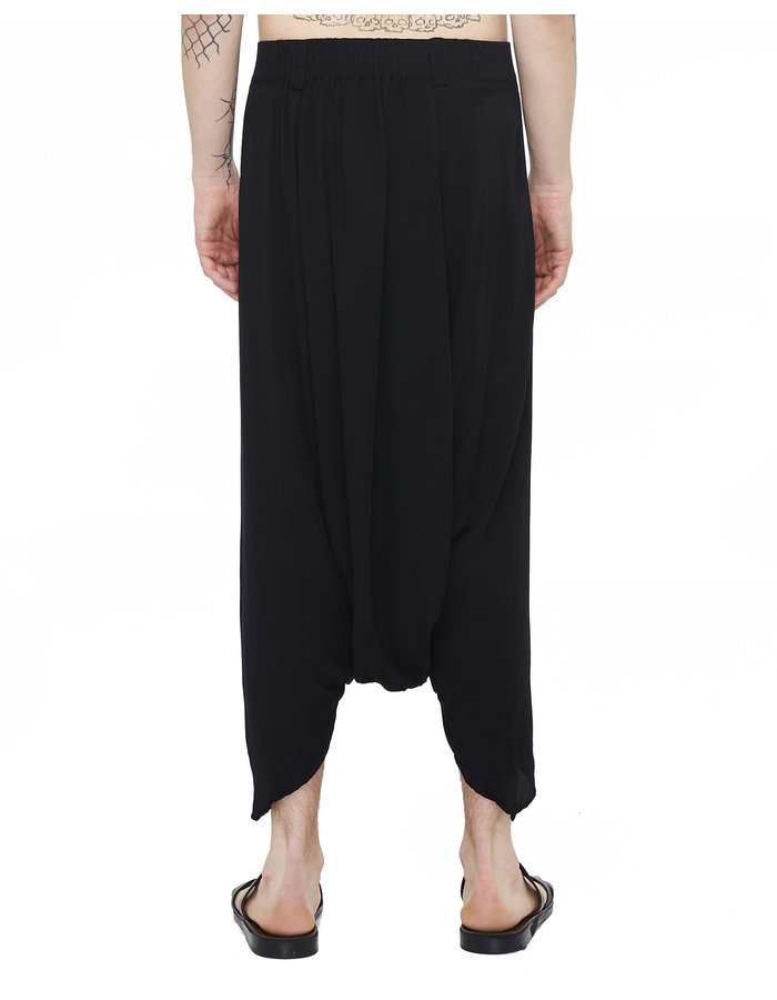 STUDIO B3 DRAPED VISCOSE HAREM PANTS - BLACK