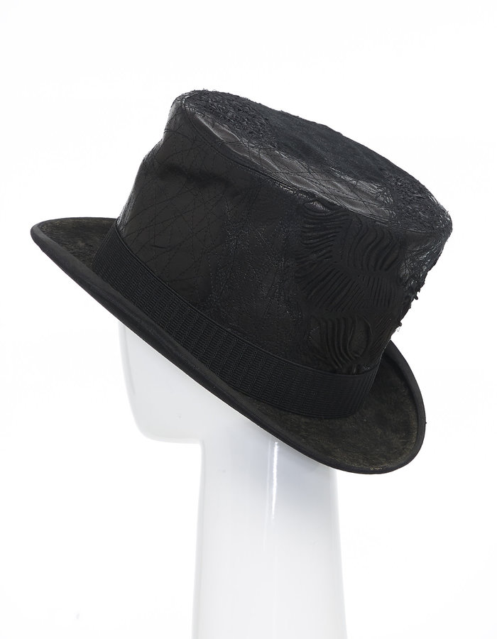 SANDRINE PHILIPPE Upcycled Re-Embroidered Leather Top Hat V.2