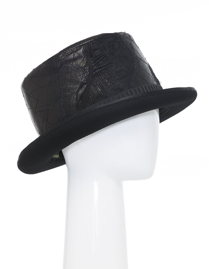SANDRINE PHILIPPE Upcycled Re-Embroidered Leather Top Hat V.1