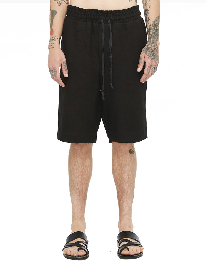 DAVIDS ROAD CUFFED LINEN SHORTS - BLACK