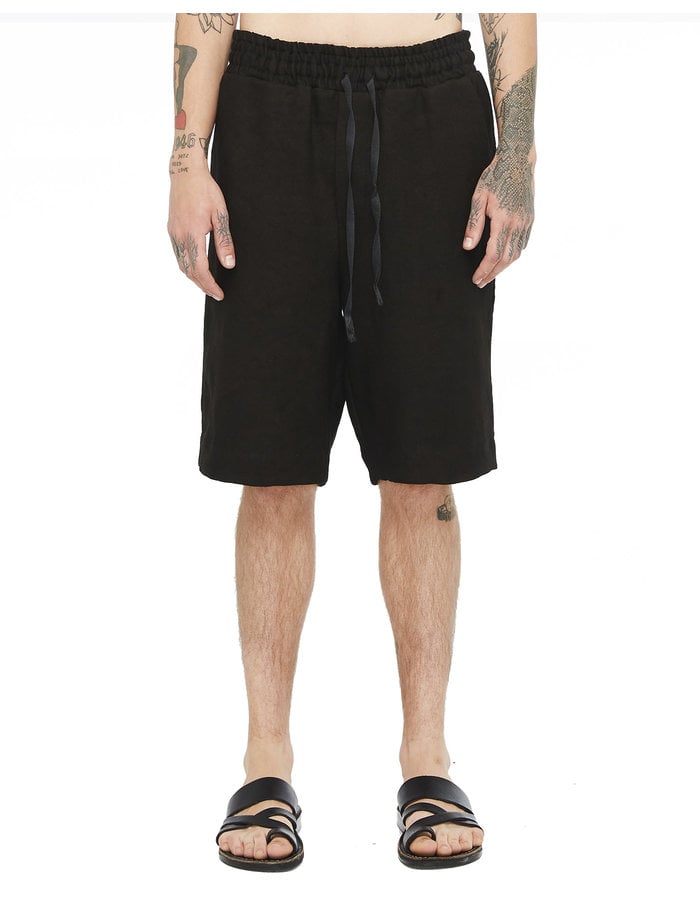 DAVIDS ROAD CUFFED LINEN SHORTS - BLACK