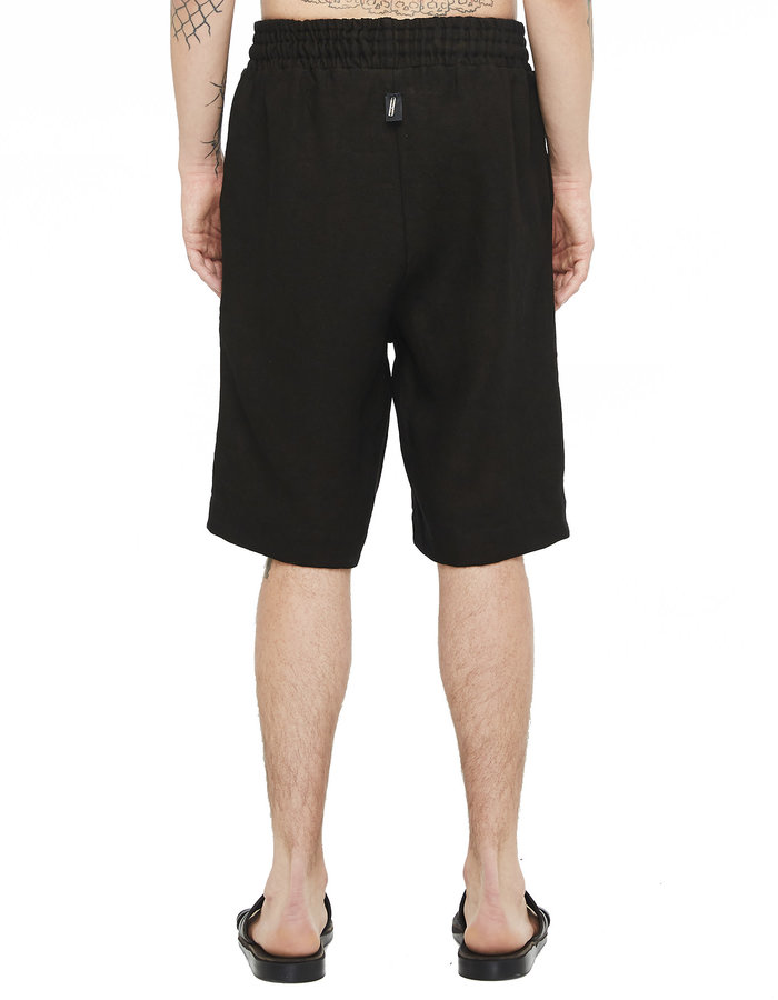 DAVIDS ROAD CUFFED LINEN SHORTS - BLACK