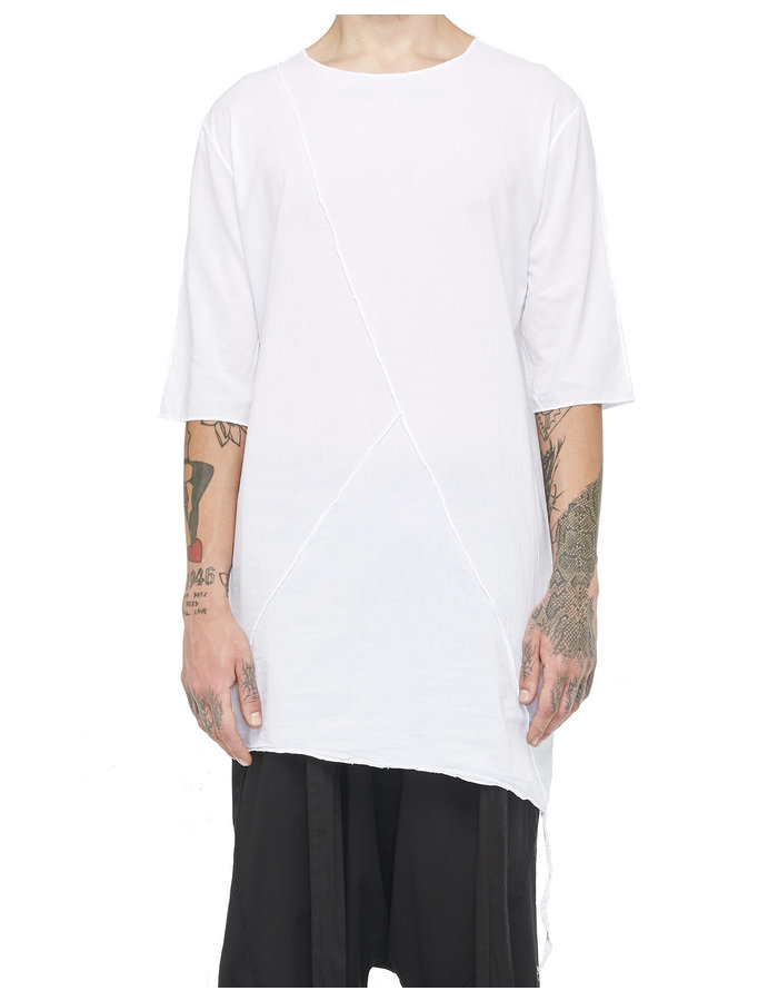 LA HAINE INSIDE US LONG SHIRT W/ BUTTONED SIDE - WHITE