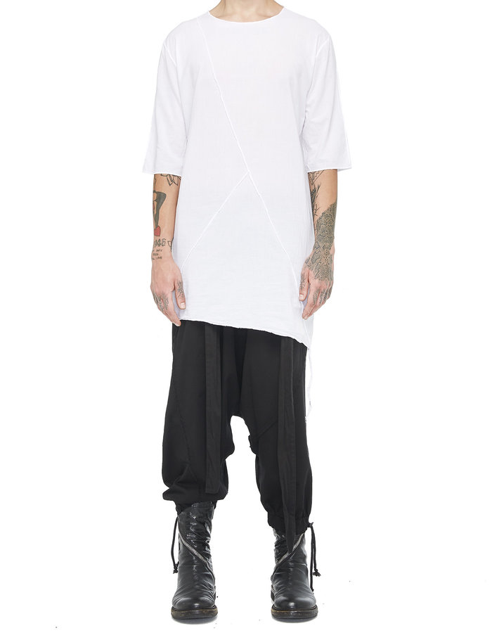 LA HAINE INSIDE US LONG SHIRT W/ BUTTONED SIDE - WHITE