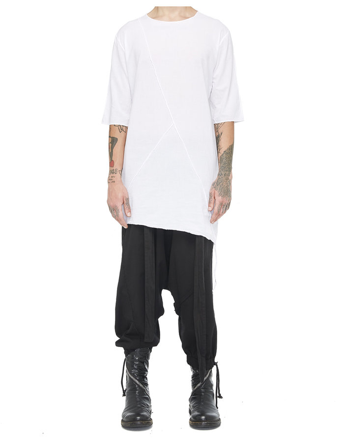 LA HAINE INSIDE US LONG SHIRT W/ BUTTONED SIDE - WHITE