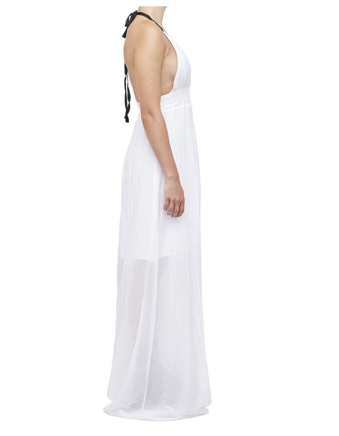 LA HAINE INSIDE US COTTON & SILK GAUZE LAYERED DRESS - WHITE