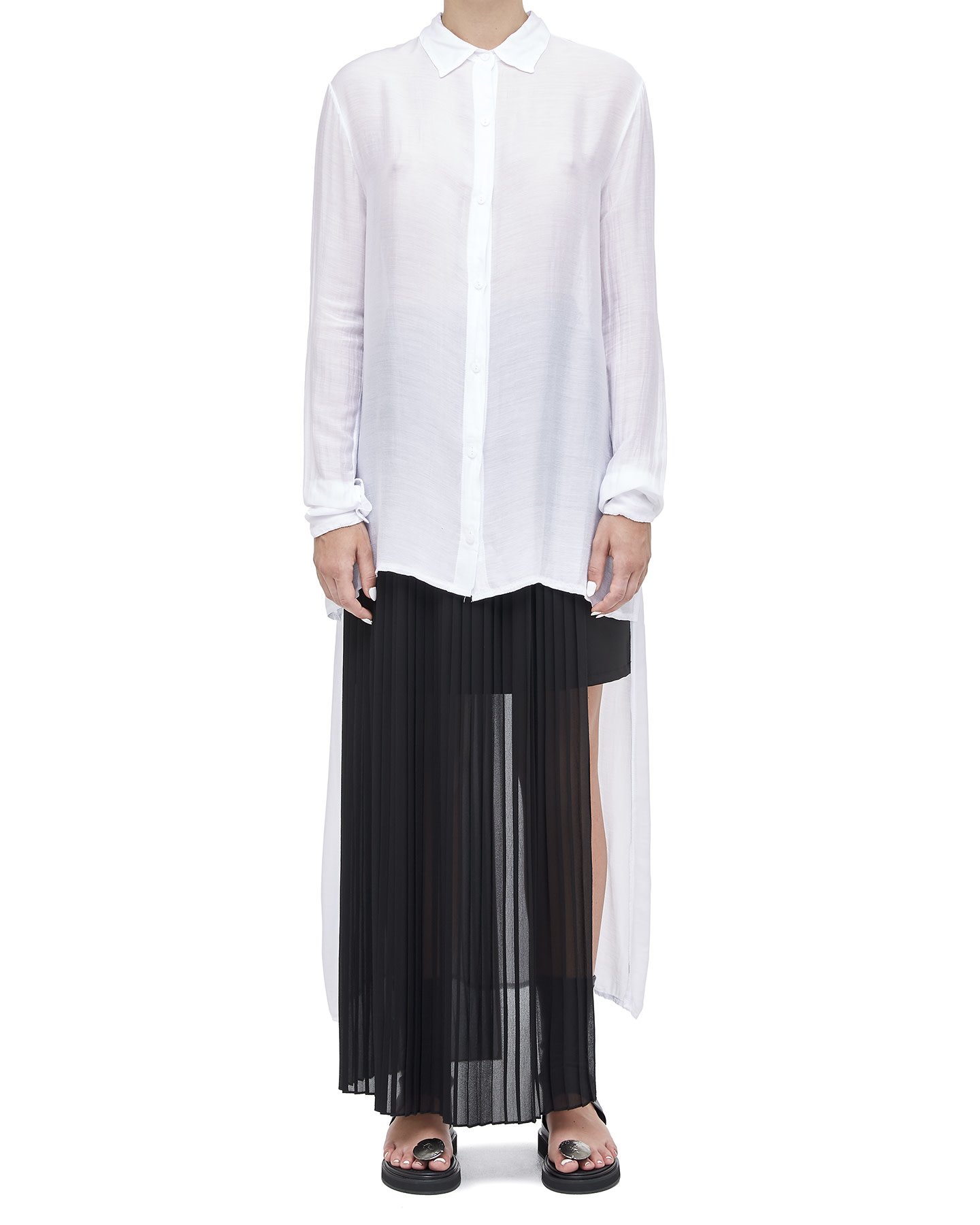 White Viscose & Silk Tail Blouse by La Haine Inside Us