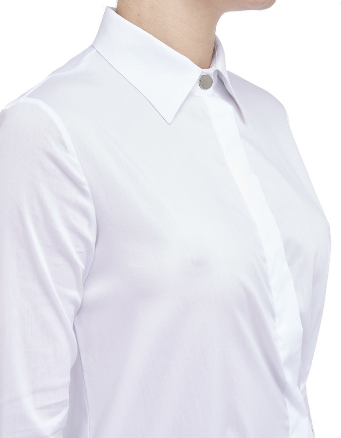 LA HAINE INSIDE US ASYMMETRIC SHIRT DRESS W/ TIE DETAIL - WHITE