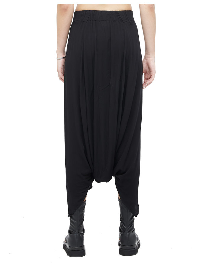 STUDIO B3 DRAPED VISCOSE HAREM PANTS - BLACK