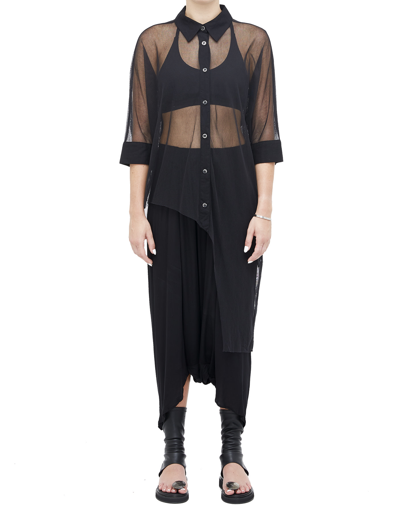 OVERSIZE ASYMMETRIC MESH SHIRT