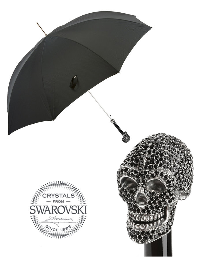 PASOTTI BLACK SWAROVSKI SKULL UMBRELLA