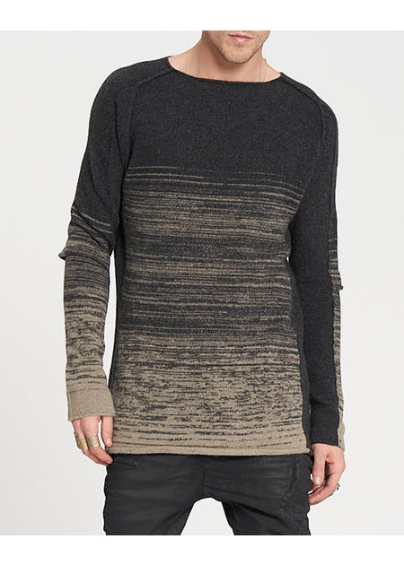 MASNADA KNITTED CURVE SLEEVE CREWNECK - ANTHRACITE
