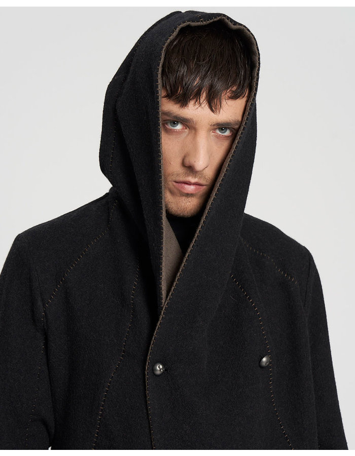 MASNADA DOUBLE SPACER WOOL PARKA - ANTHRACITE