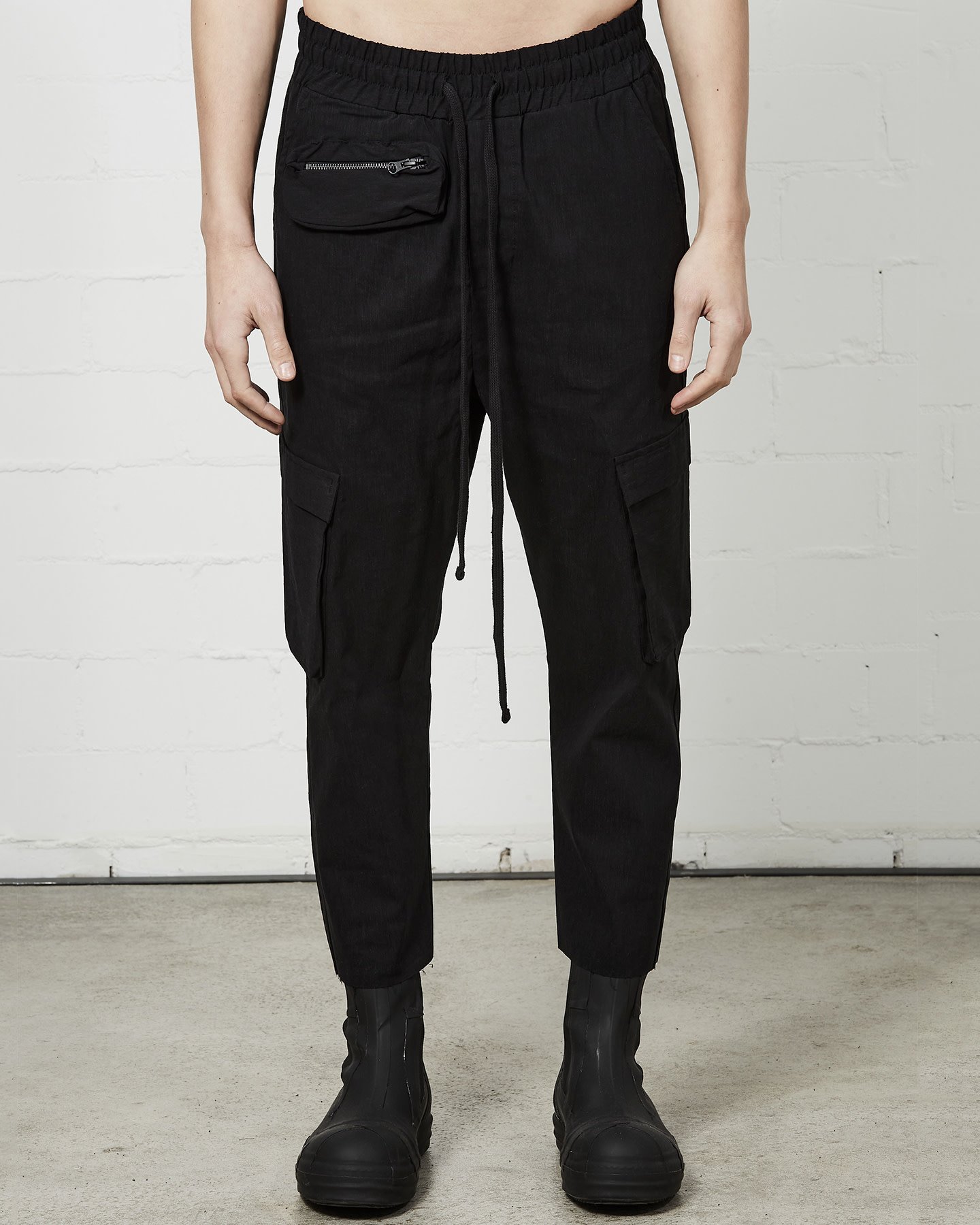 Black Drop Crotch Cargo Trouser by Thom Krom | Shop Untitled NYC