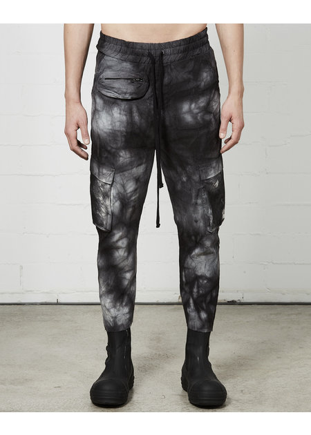 THOM KROM VISCOSE & LINEN DROP CROTCH CARGO TROUSER - MARBLE