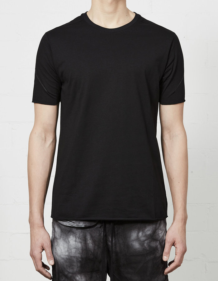 THOM KROM STITCHED BACK FITTED COTTON CREW - BLACK