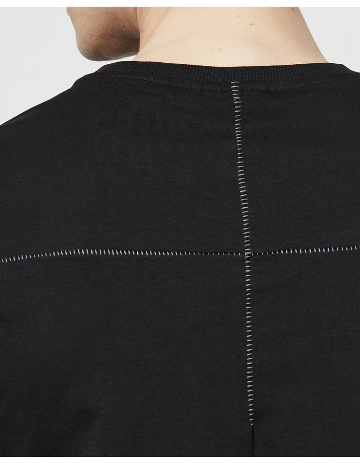 THOM KROM STITCHED BACK FITTED COTTON CREW - BLACK