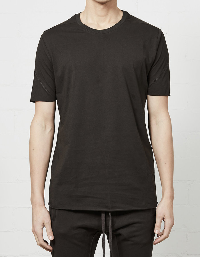 THOM KROM STITCHED BACK FITTED COTTON CREW - BROWN