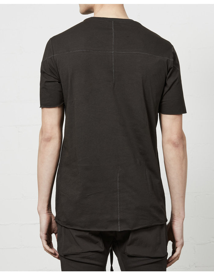 THOM KROM STITCHED BACK FITTED COTTON CREW - BROWN