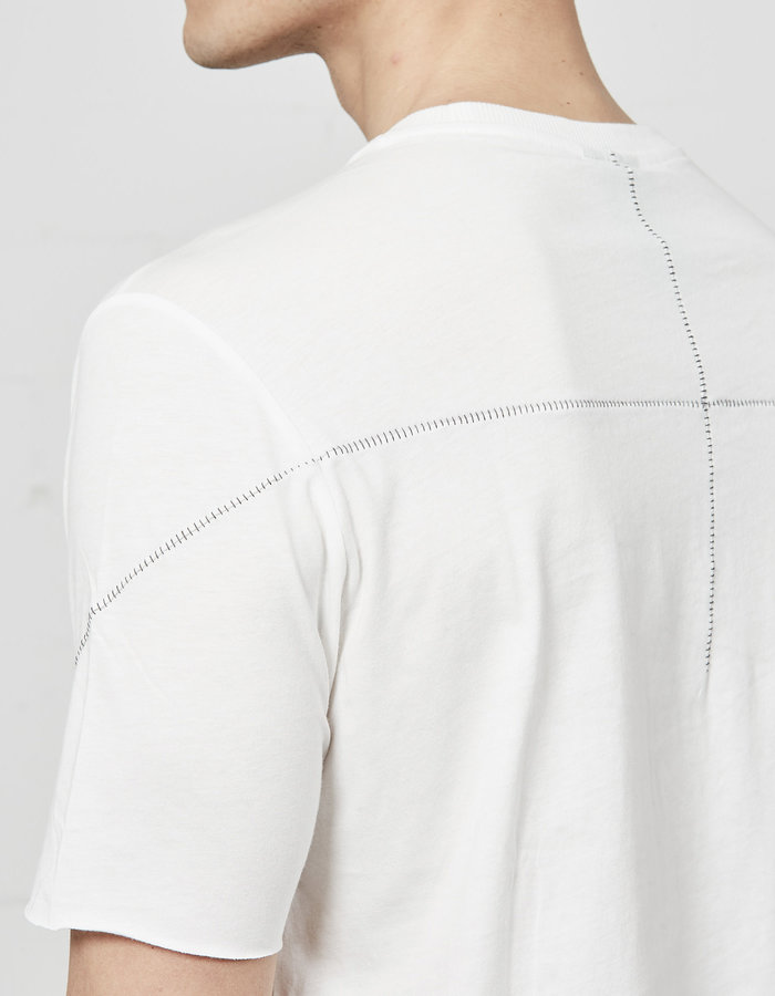 THOM KROM STITCHED BACK FITTED COTTON CREW - OFF WHITE
