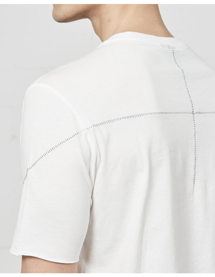 THOM KROM STITCHED BACK FITTED COTTON CREW - OFF WHITE