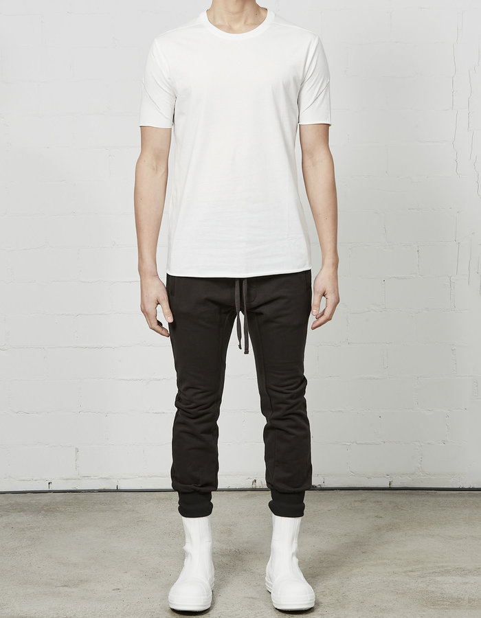 THOM KROM STITCHED BACK FITTED COTTON CREW - OFF WHITE